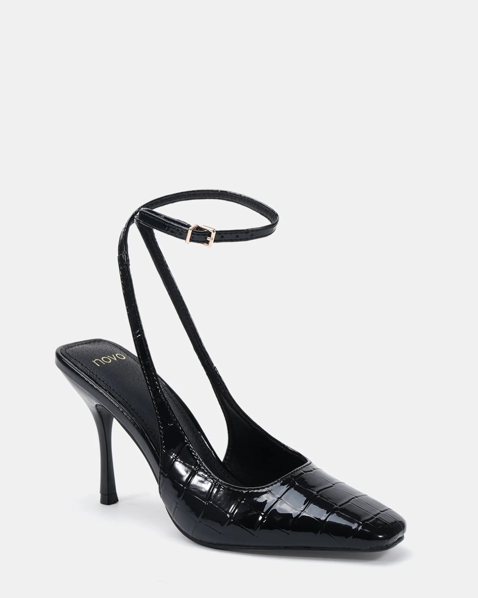 IRISH Black Croc High Heels