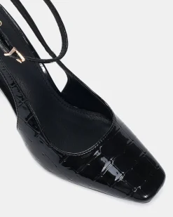 IRISH Black Croc High Heels