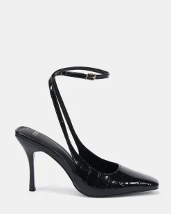 IRISH Black Croc High Heels