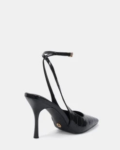 IRISH Black Croc High Heels