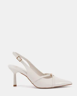 IRONA White Patent Low Heels