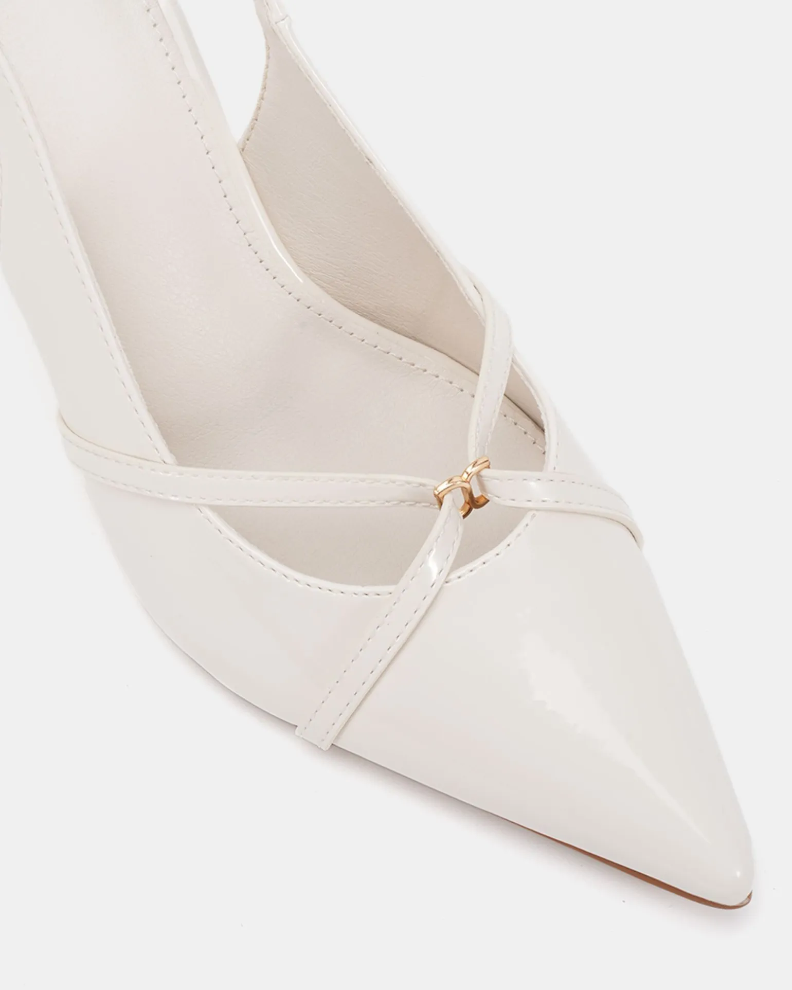 IRONA White Patent Low Heels
