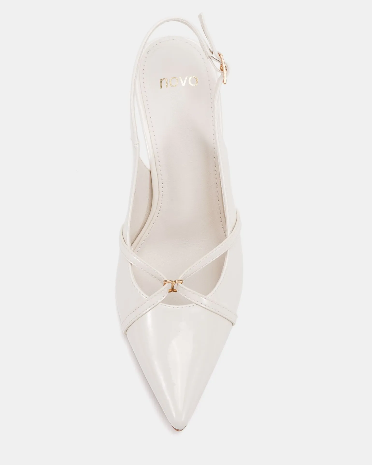 IRONA White Patent Low Heels