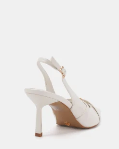 IRONA White Patent Low Heels
