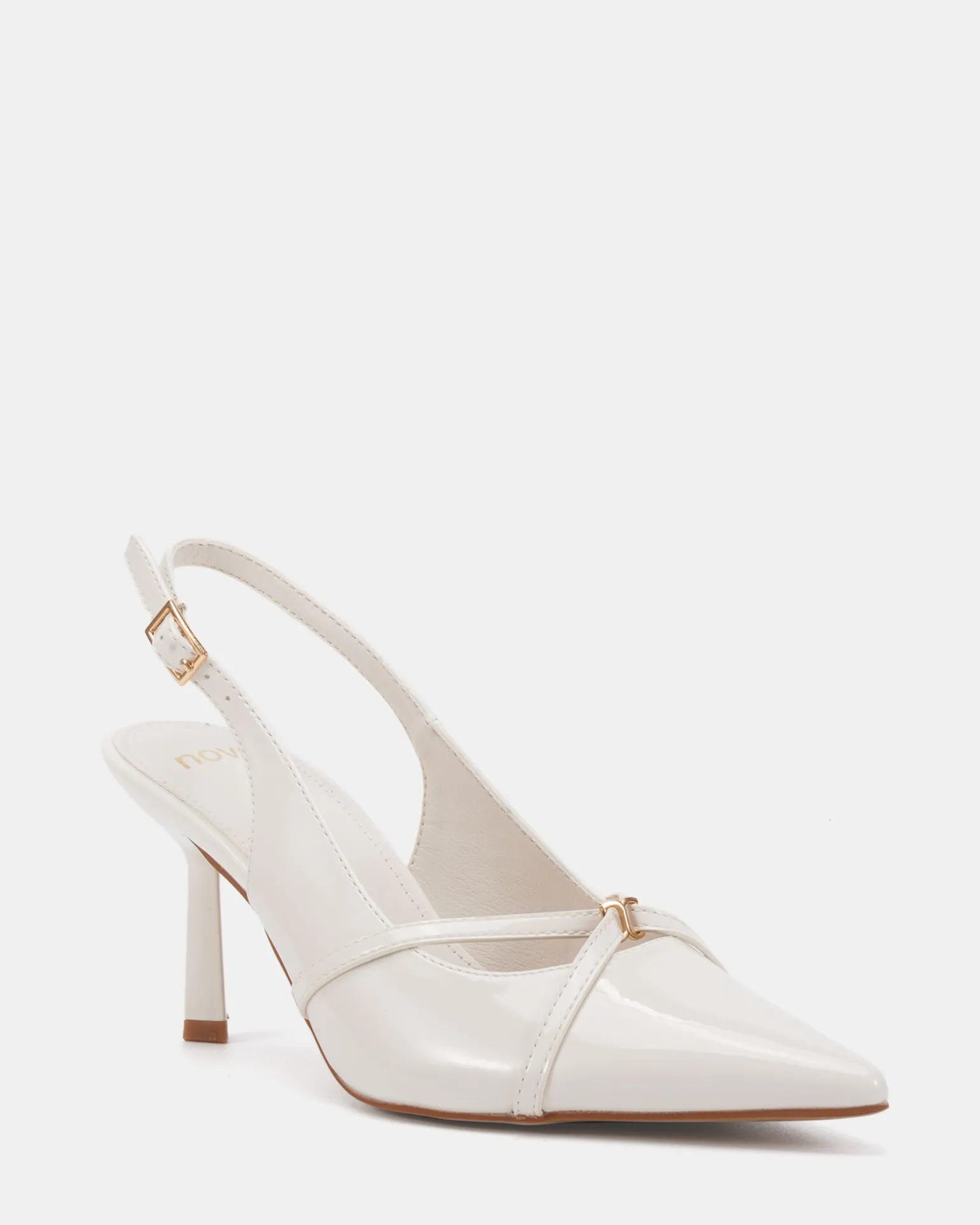 IRONA White Patent Low Heels
