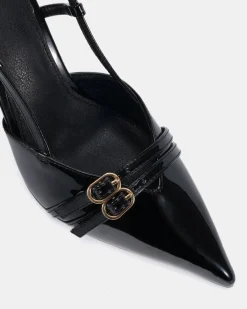 ISSORIA Black Patent Low Heels