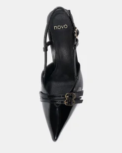 ISSORIA Black Patent Low Heels