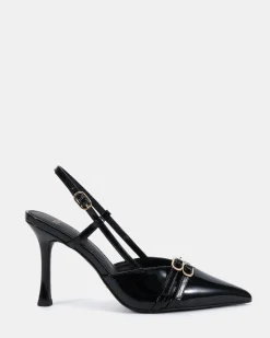 ISSORIA Black Patent Low Heels