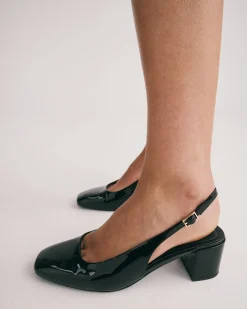 IVOREE Black Patent Block Heels