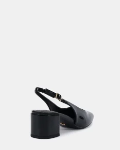 IVOREE Black Patent Block Heels