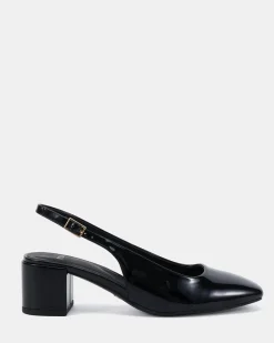 IVOREE Black Patent Block Heels