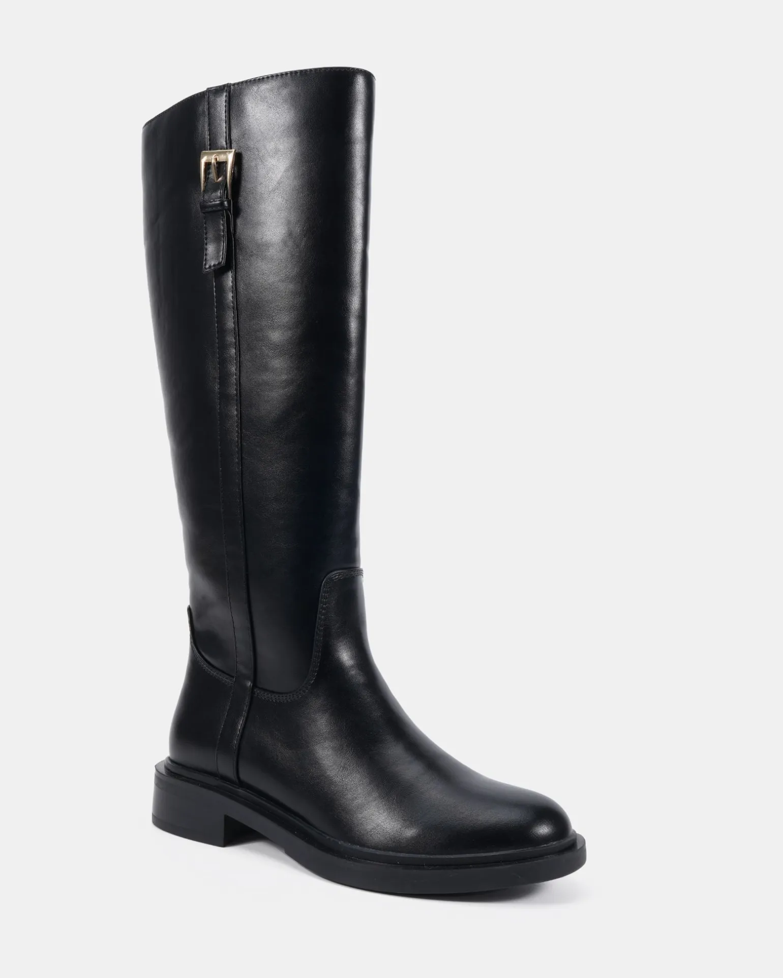 JOLLIE Black Smooth Zip Up Boots