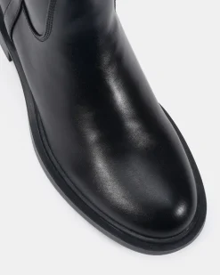 JOLLIE Black Smooth Zip Up Boots