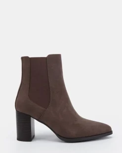 KAIA Espresso Nubuck Heeled Boots