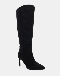 KAMRYN Black Suede Heeled Boots