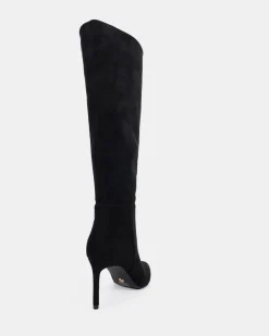 KAMRYN Black Suede Heeled Boots