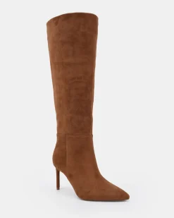 KAMRYN Caramel Suede Heeled Boots