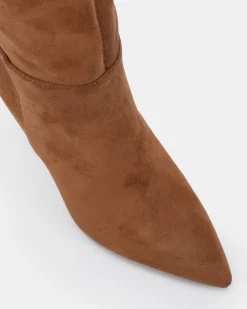 KAMRYN Caramel Suede Heeled Boots