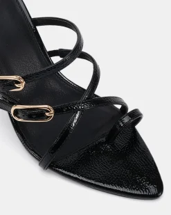LOENA BLACK CRINKLE PATENT High Heels