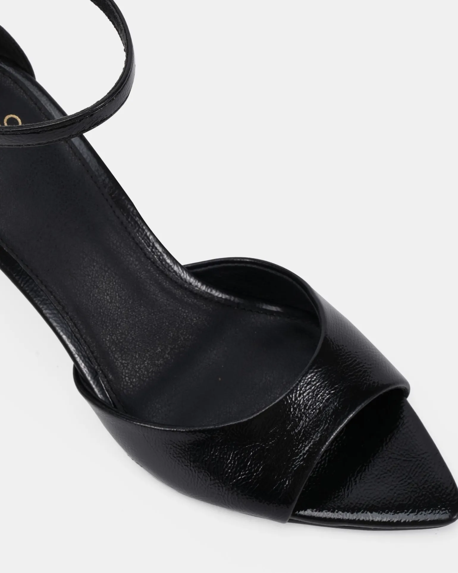 MIRAYER BLACK CRINKLE PATENT High Heels