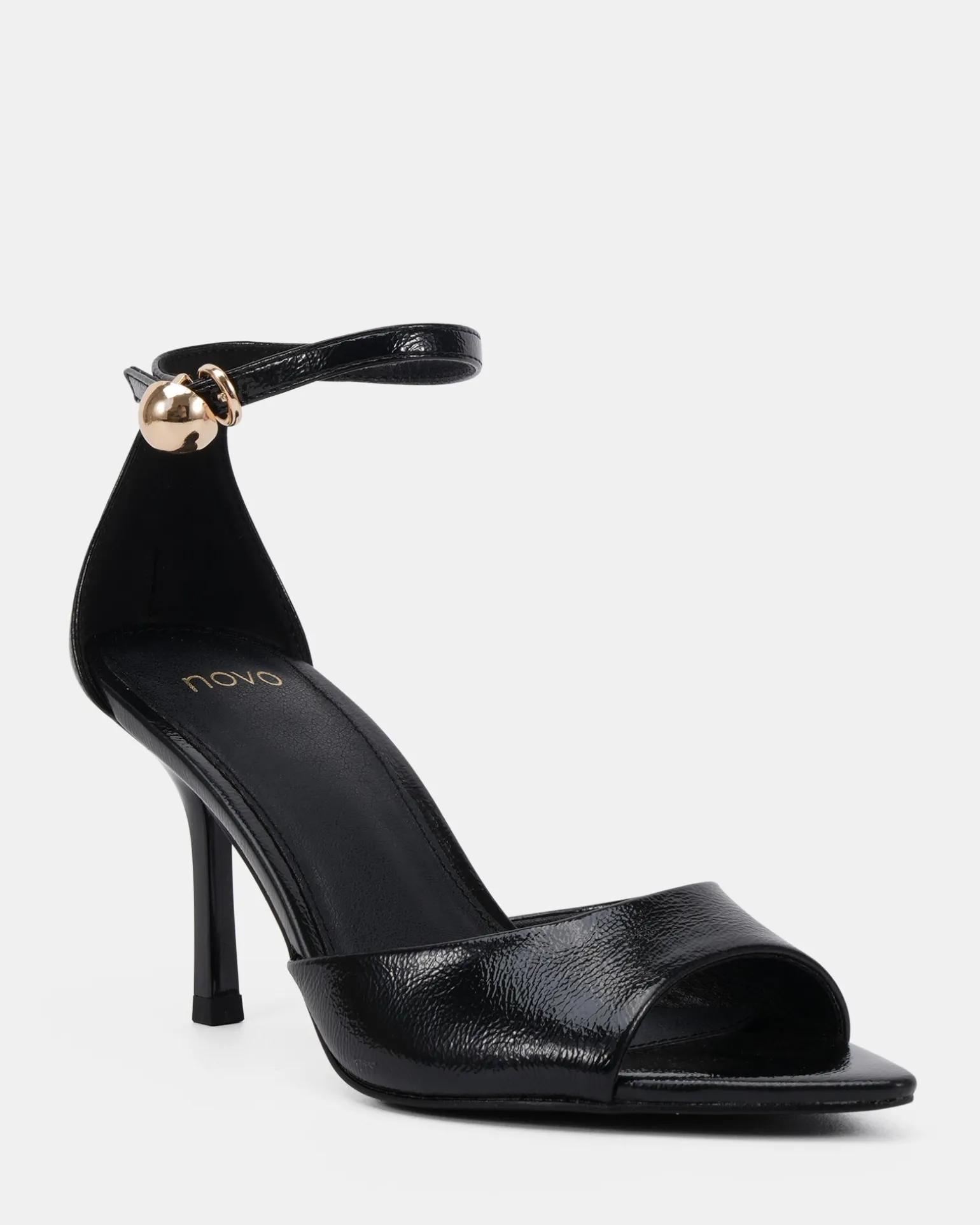 MIRAYER BLACK CRINKLE PATENT High Heels