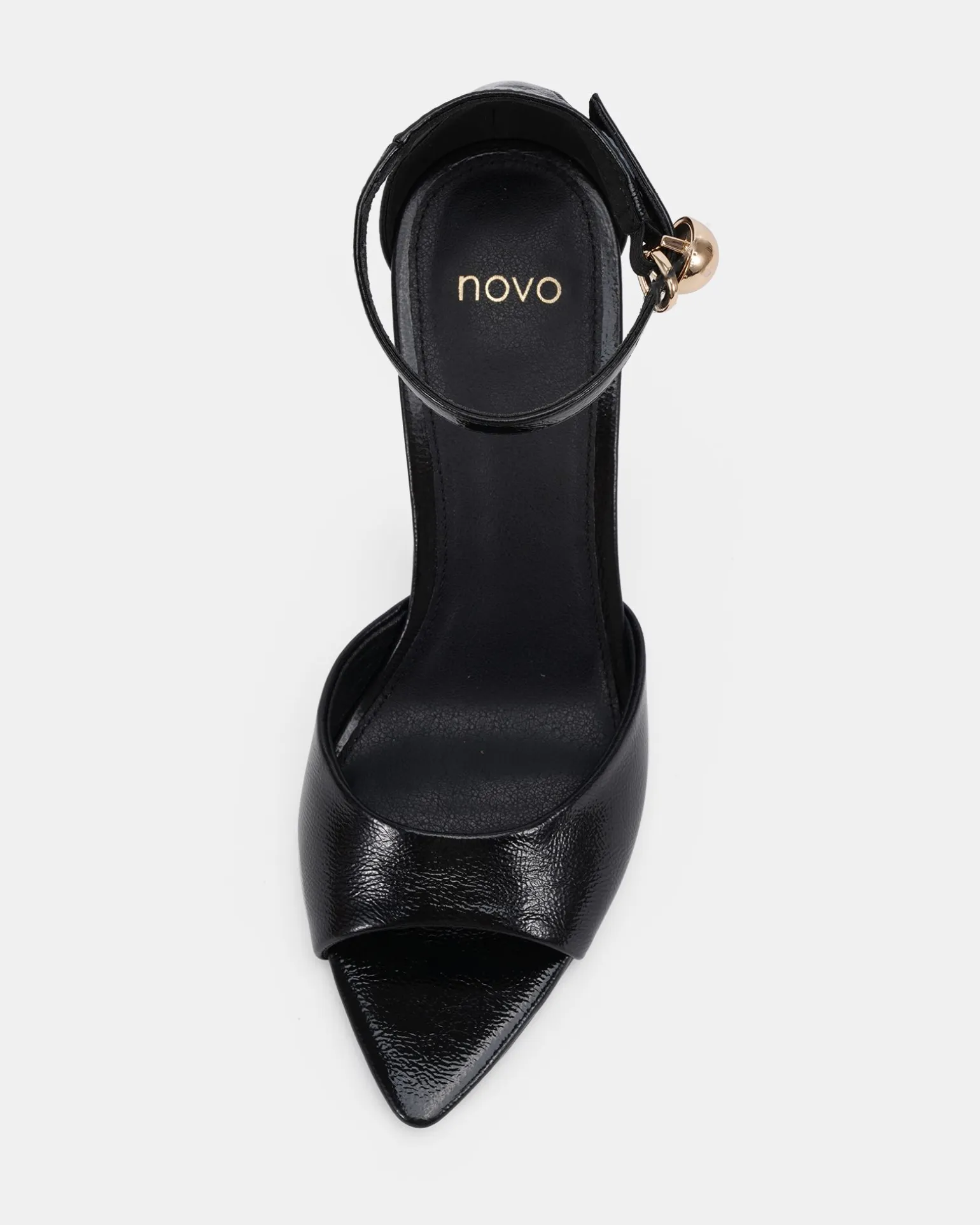 MIRAYER BLACK CRINKLE PATENT High Heels