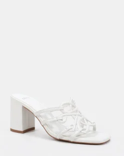 NEWLY WHITE CROC Block Heels