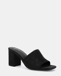 NICOLE Black Suede Mules