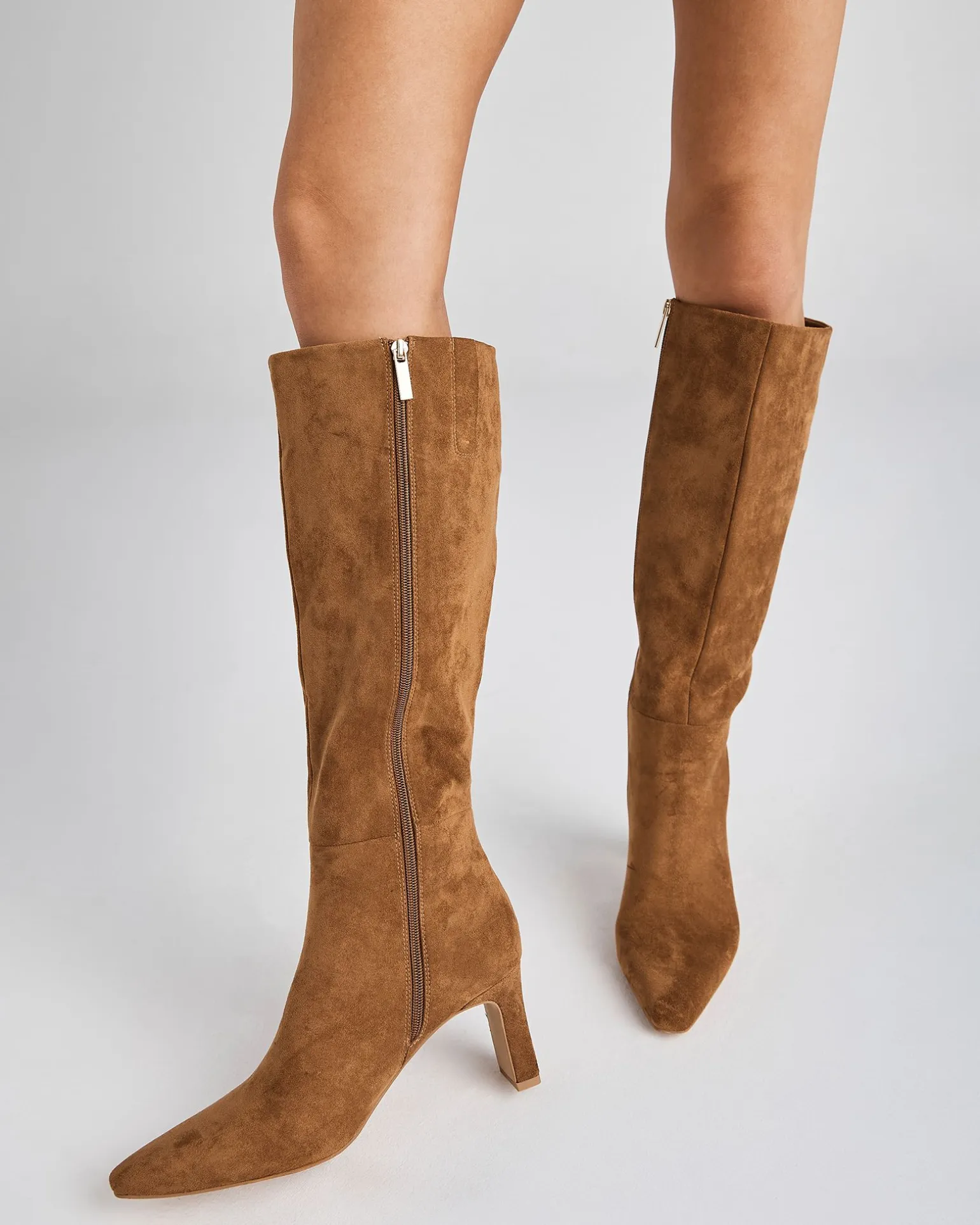 OKORO Caramel Suede Heeled Boots