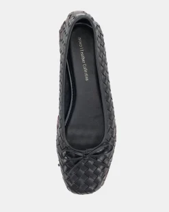 PEEPS BLACK LEATHER Ballet Flats