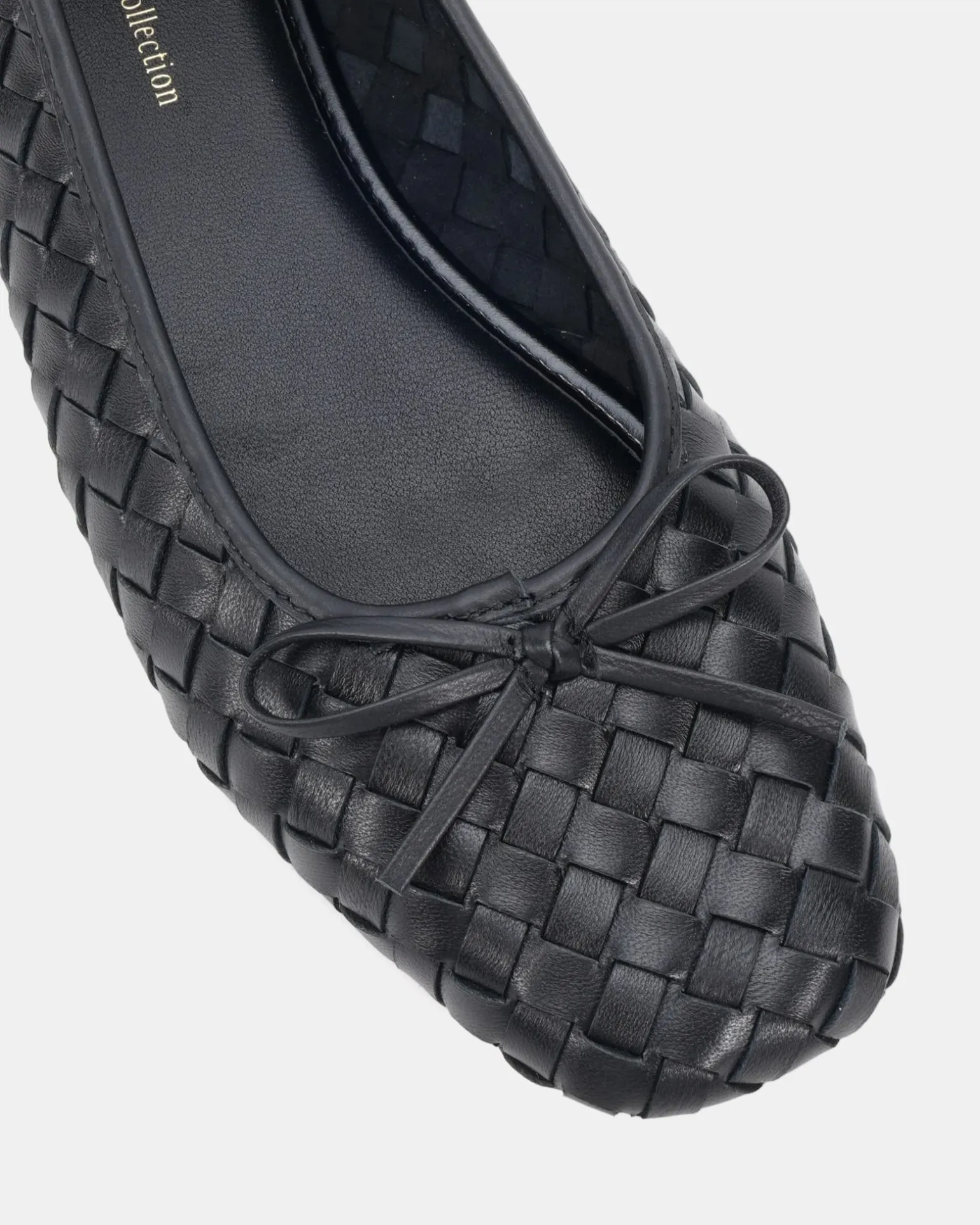 PEEPS BLACK LEATHER Ballet Flats