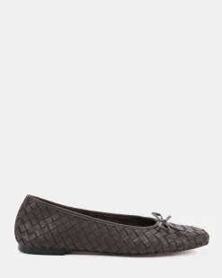 PEEPS ESPRESSO LEATHER Ballet Flats