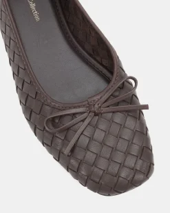 PEEPS ESPRESSO LEATHER Ballet Flats