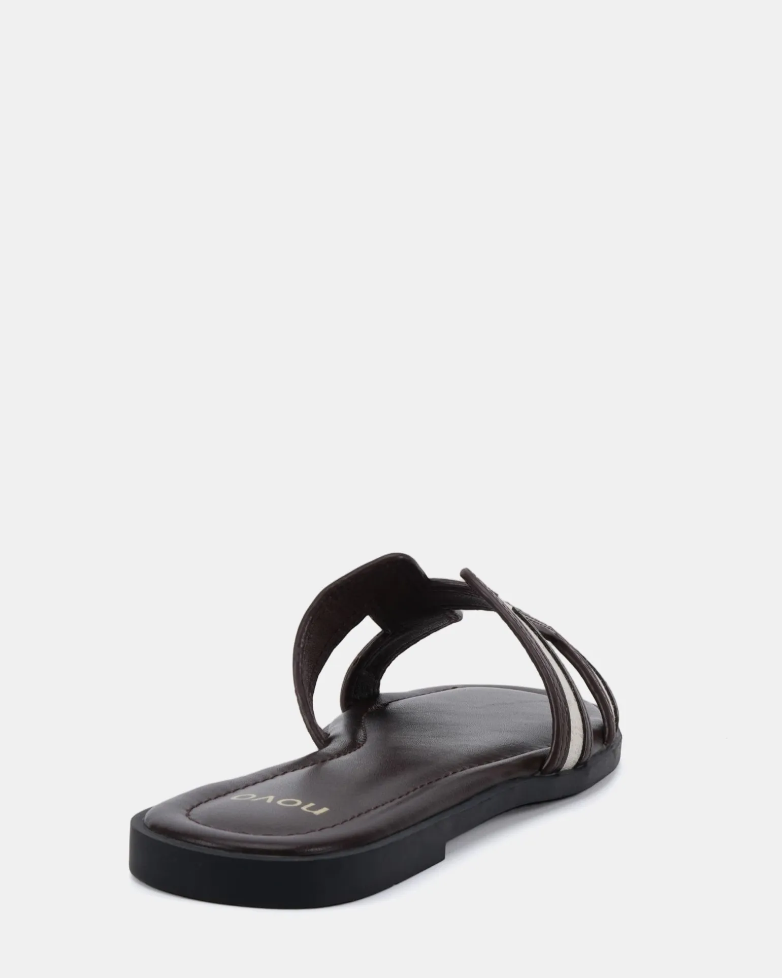 SACHIE Espresso Linen Flat Sandals