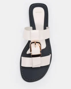 SANIYAH WHITE Flat Sandals