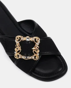 SCOTT BLACK LINEN Sandals