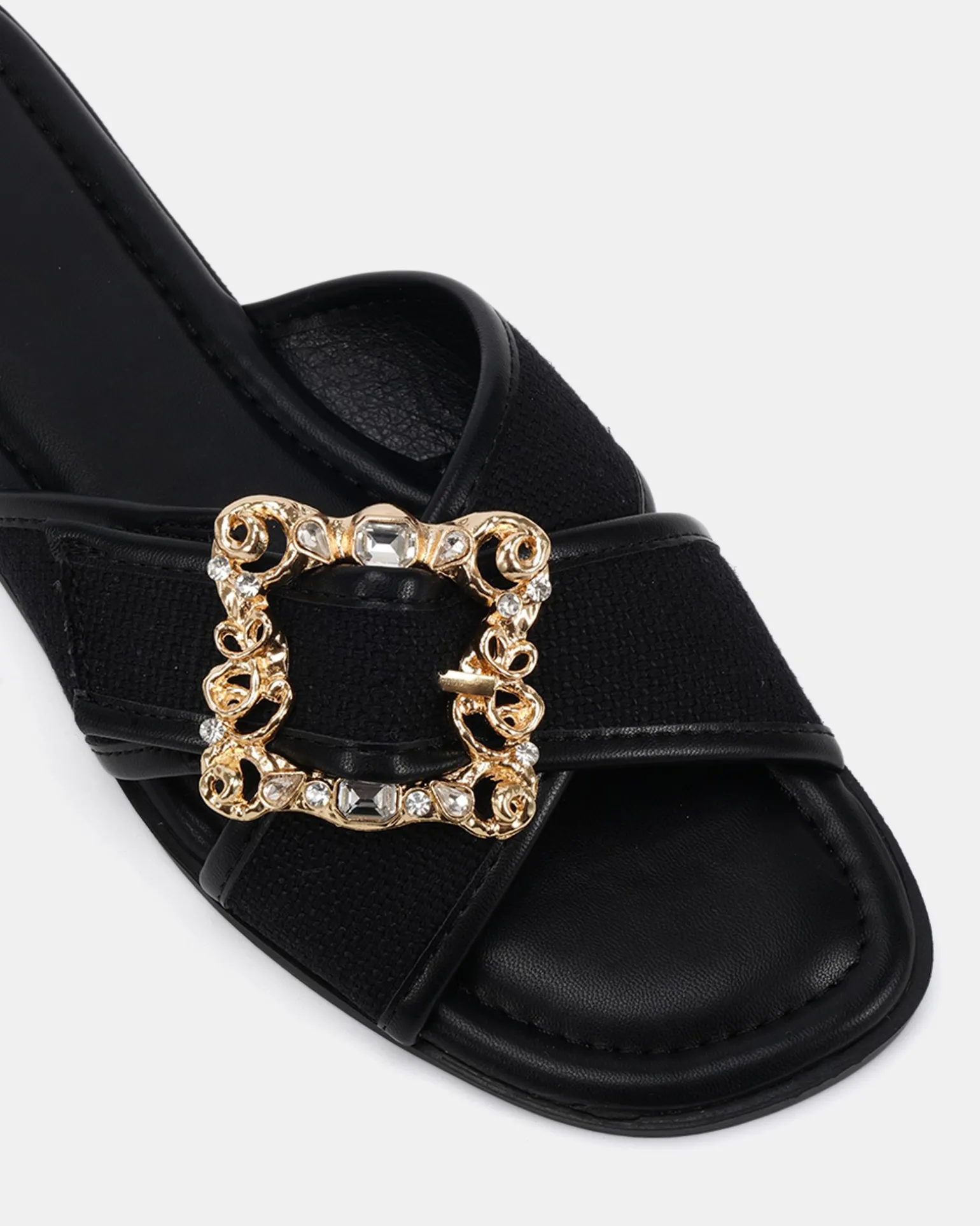 SCOTT BLACK LINEN Sandals
