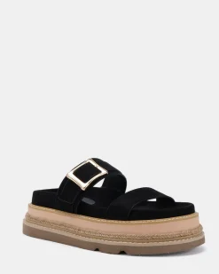 SIERAH Black Suede Sandals