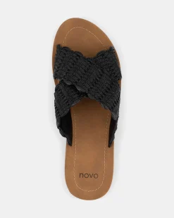 THIAGO BLACK RAFFIA Sandals