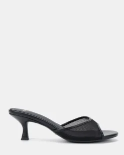 VERIAN Black Mesh Mules