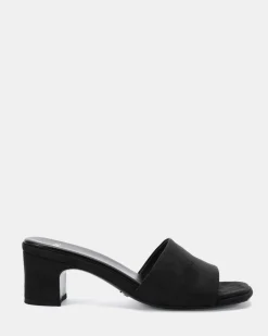 VIRTUAL Black Suede Mules