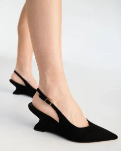 WOODROW Black Suede Wedge Heels