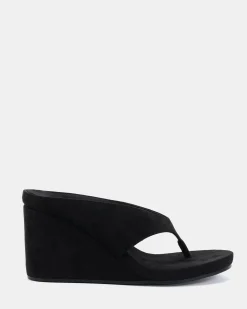 YOASOBI Black Suede Wedge Heels