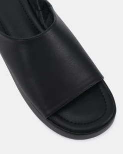 YOGA Black Smooth Wedge Heels