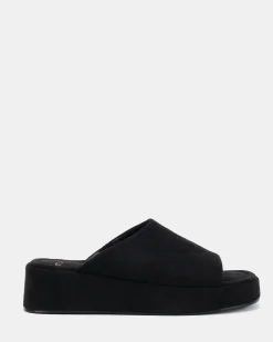 YOGA Black Suede Wedge Heels