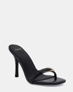 ZABLAZE Black Croc Mules
