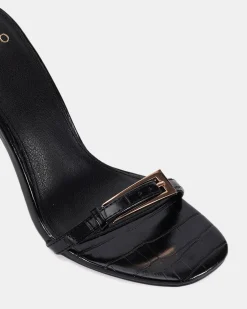 ZABLAZE Black Croc Mules