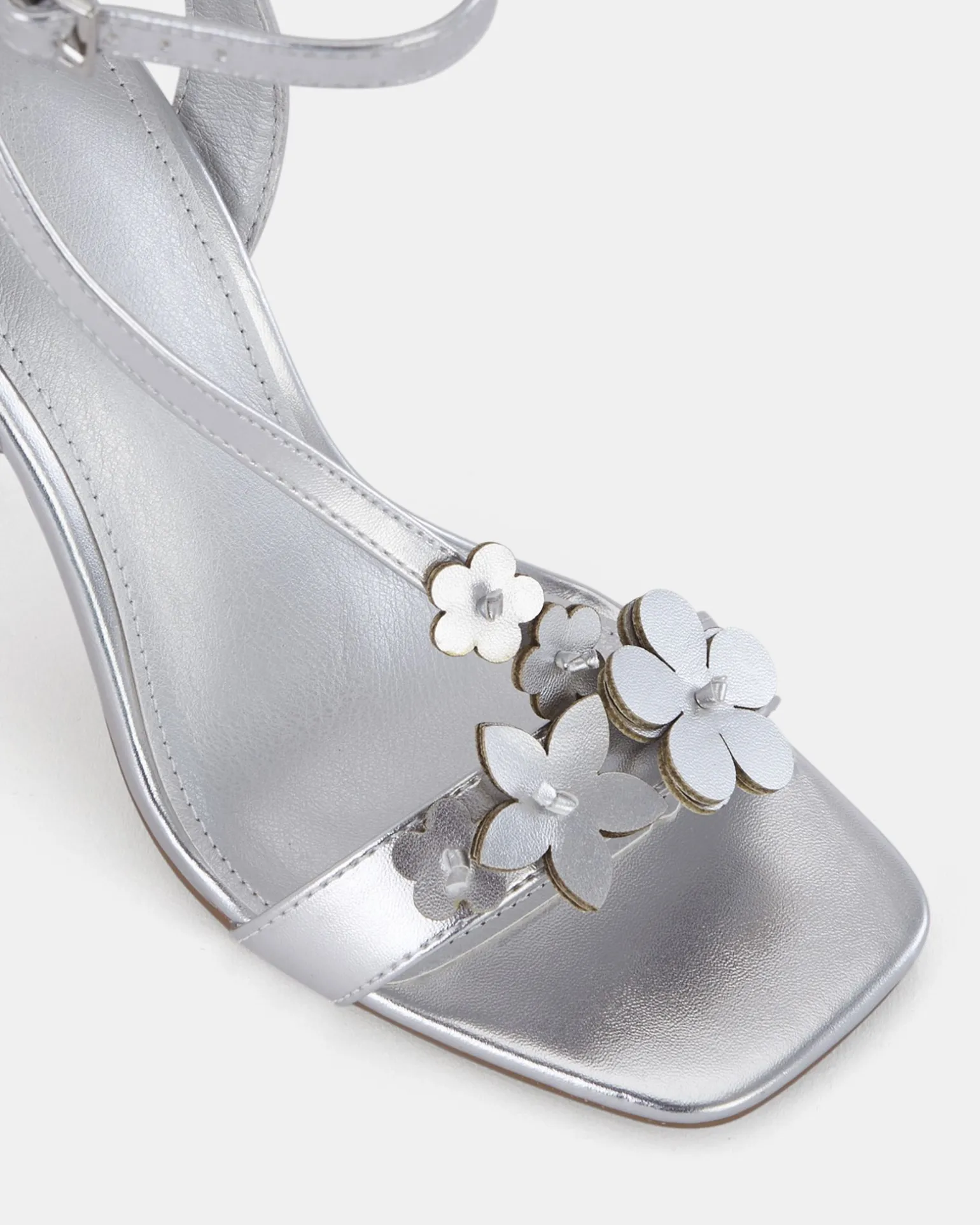 ZATHENA SILVER Open Toe Heels