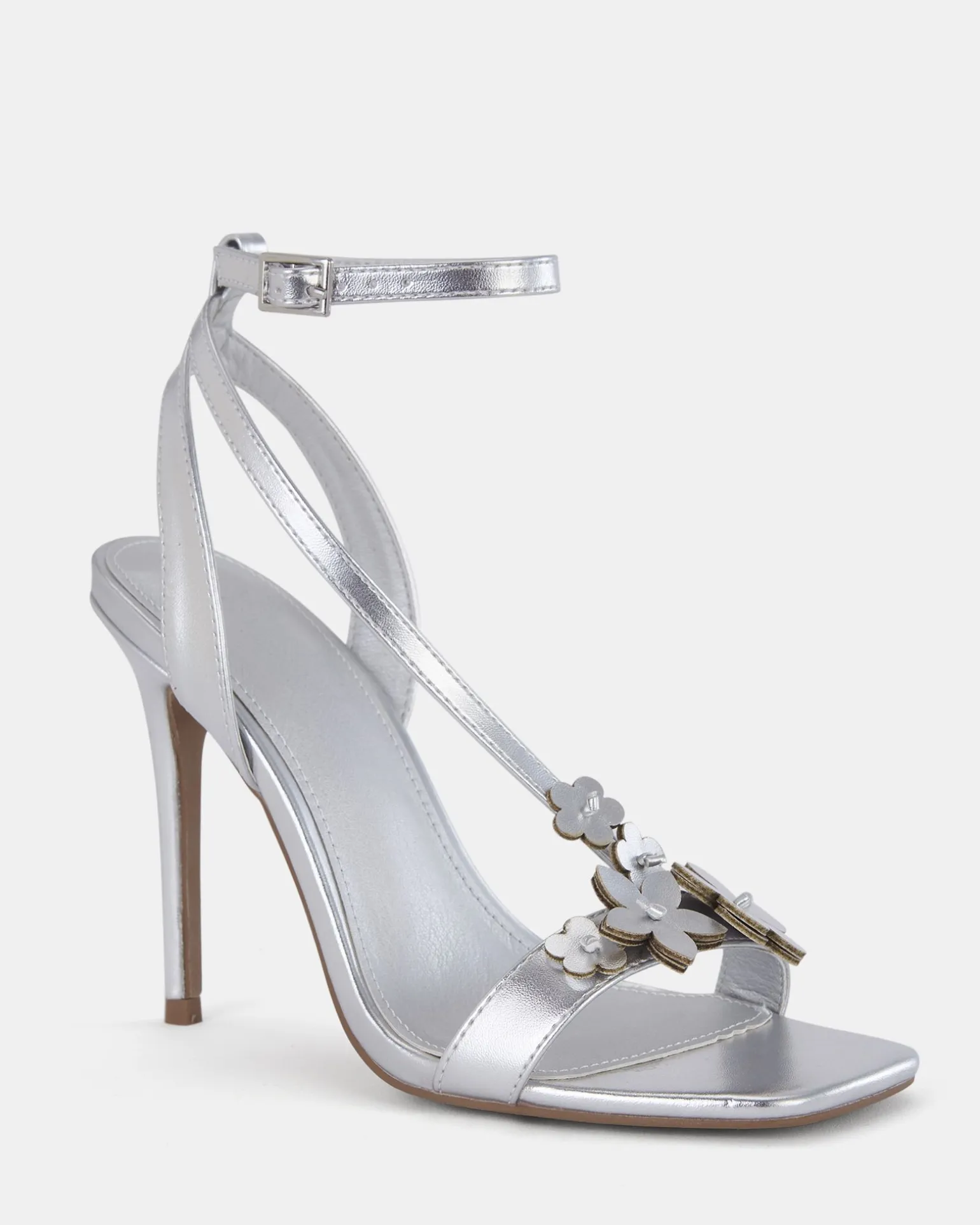 ZATHENA SILVER Open Toe Heels