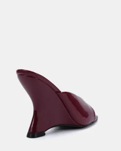 ZAYLEY DEEP RED PATENT Open Toe Heels
